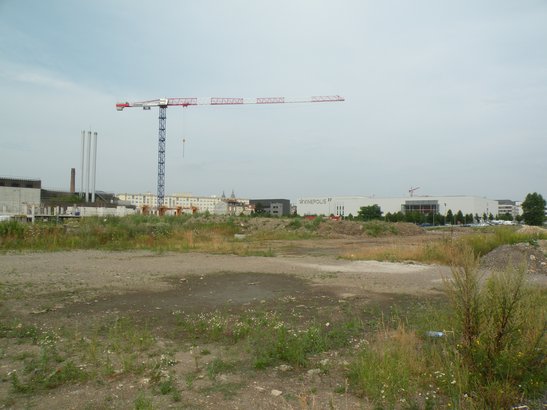  grue sur un terrain vague, Meurthe Canal